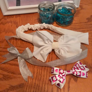 Bow Headband Clip Shiny Sparkle Set